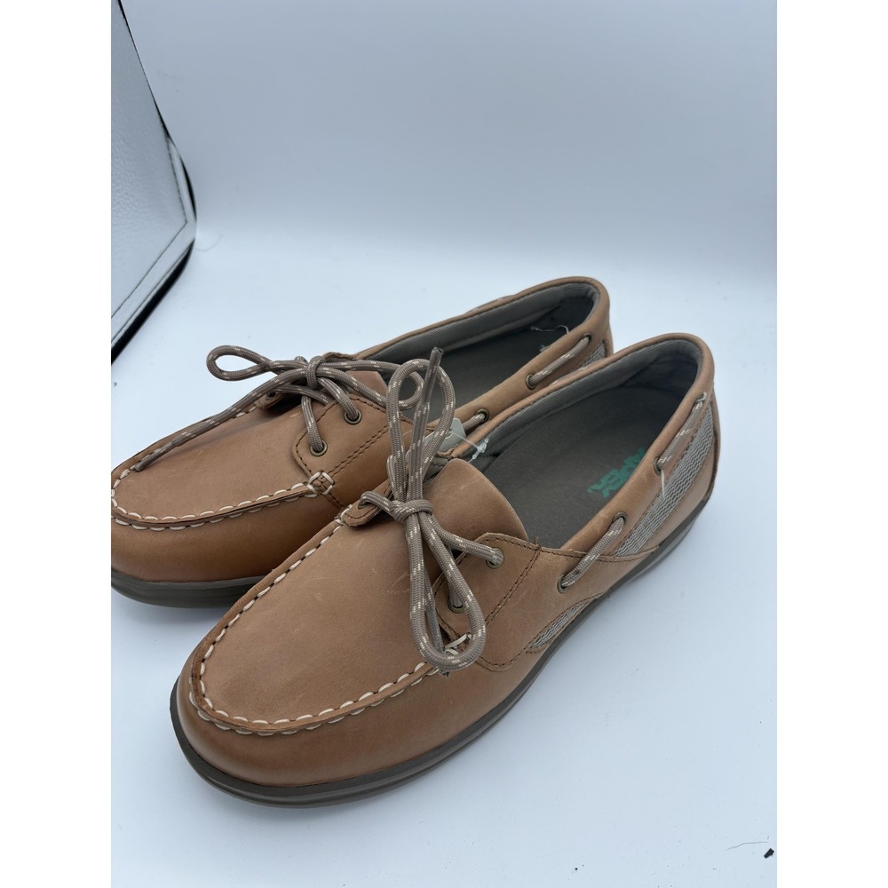 Apex Shoes Womens Size 10W Brown Leather Boat Lace Up Slip Resistant A2200W